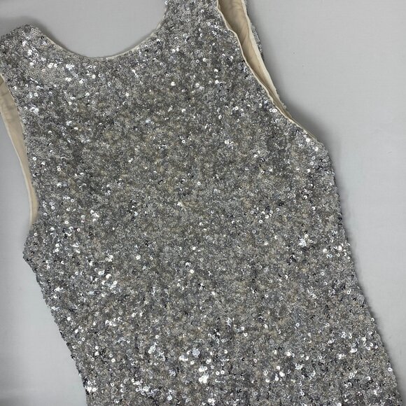 Alice + Olivia Celia Silver Sequin Cowl Back Dress 12 NWT $595 - Picture 8 of 12